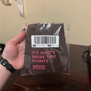 Womens Victoria Secret PINK No Show Cheeky Panties NWT Size Large Color Ganache